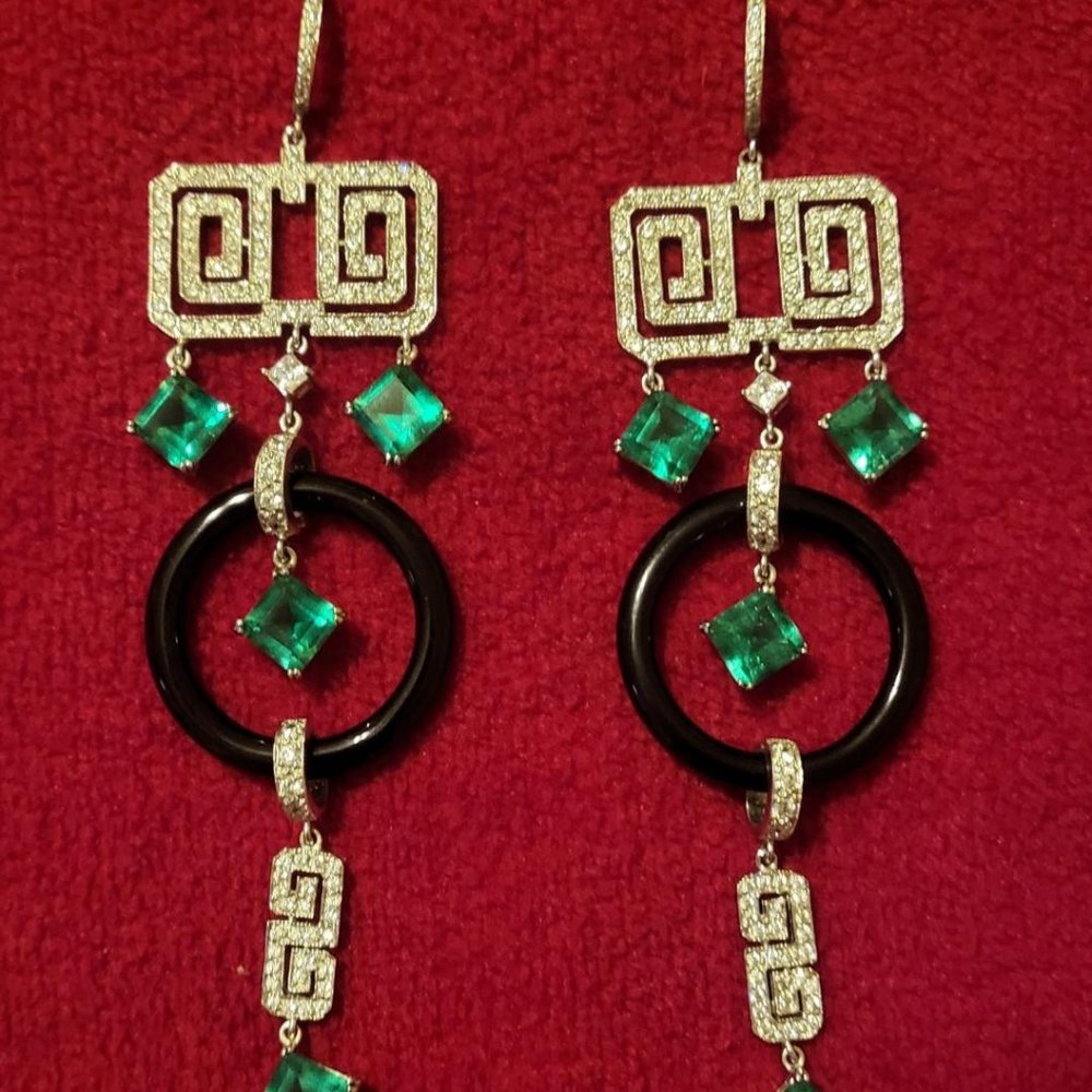 Sterling Silver Earrings Green Stone - these earrings were brought from Kuwait